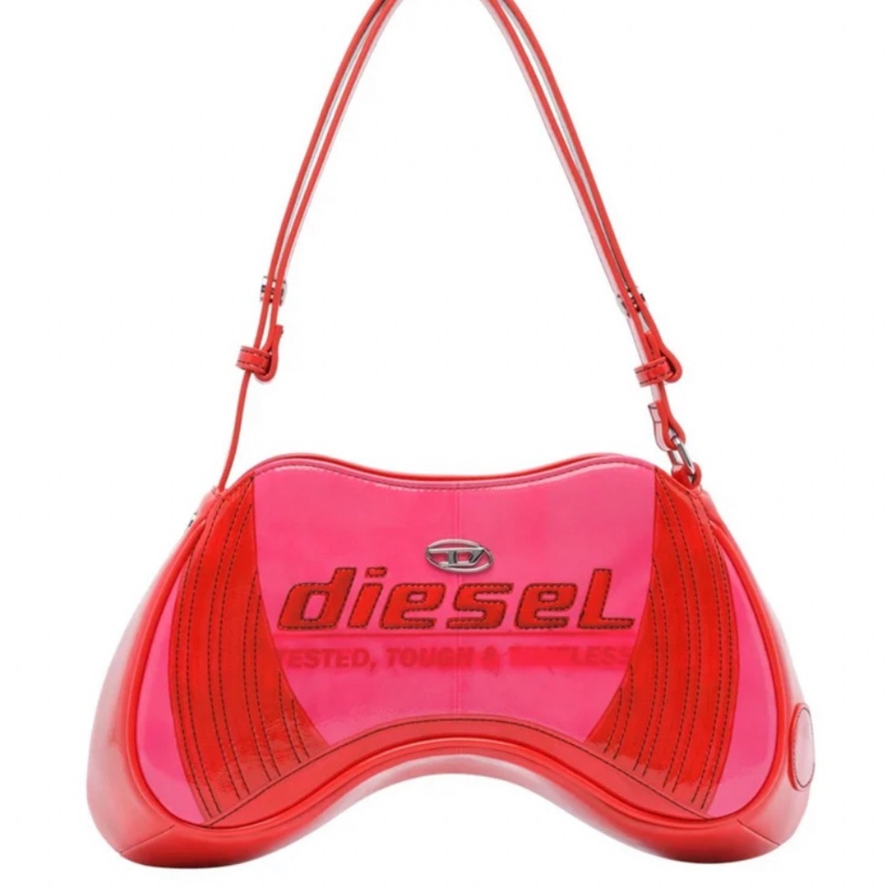 SOLD - Diesel Red and Pink Shoulder Bag Glossy Finish